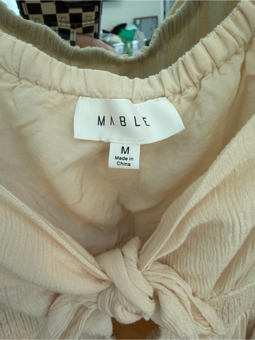MABLE Cream Tiered Maxi Dress with Puff Sleeves and Tie Front - Picture 3 of 3